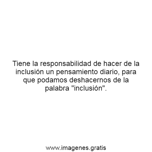 Tiene la responsabilidad de hacer de la inclusión un pensamiento diario, para que podamos deshacernos de la palabra "inclusión".