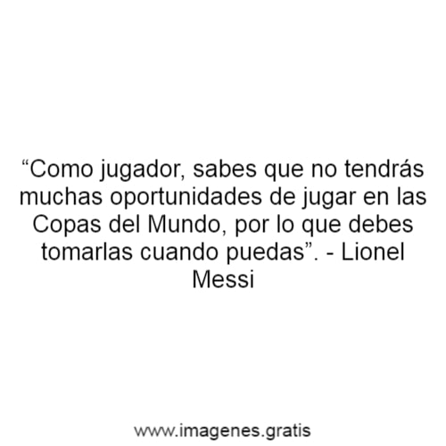 “Como jugador, sabes que no tendrás muchas oportunidades de jugar en las Copas del Mundo, por lo que debes tomarlas cuando puedas”. - Lionel Messi
